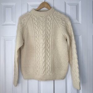 Vintage Schmidt Norway Hand Made Wool Fisherman Sweater Chunky Cream Mens Small?